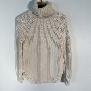 Alp N Rock Womens Simone Turtleneck Knit Sweater Chunky Cream Minimalist XS